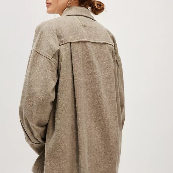 Free People We The Free Peached Twill Shirt Jacket long sleeve button front - Picture 12 of 13